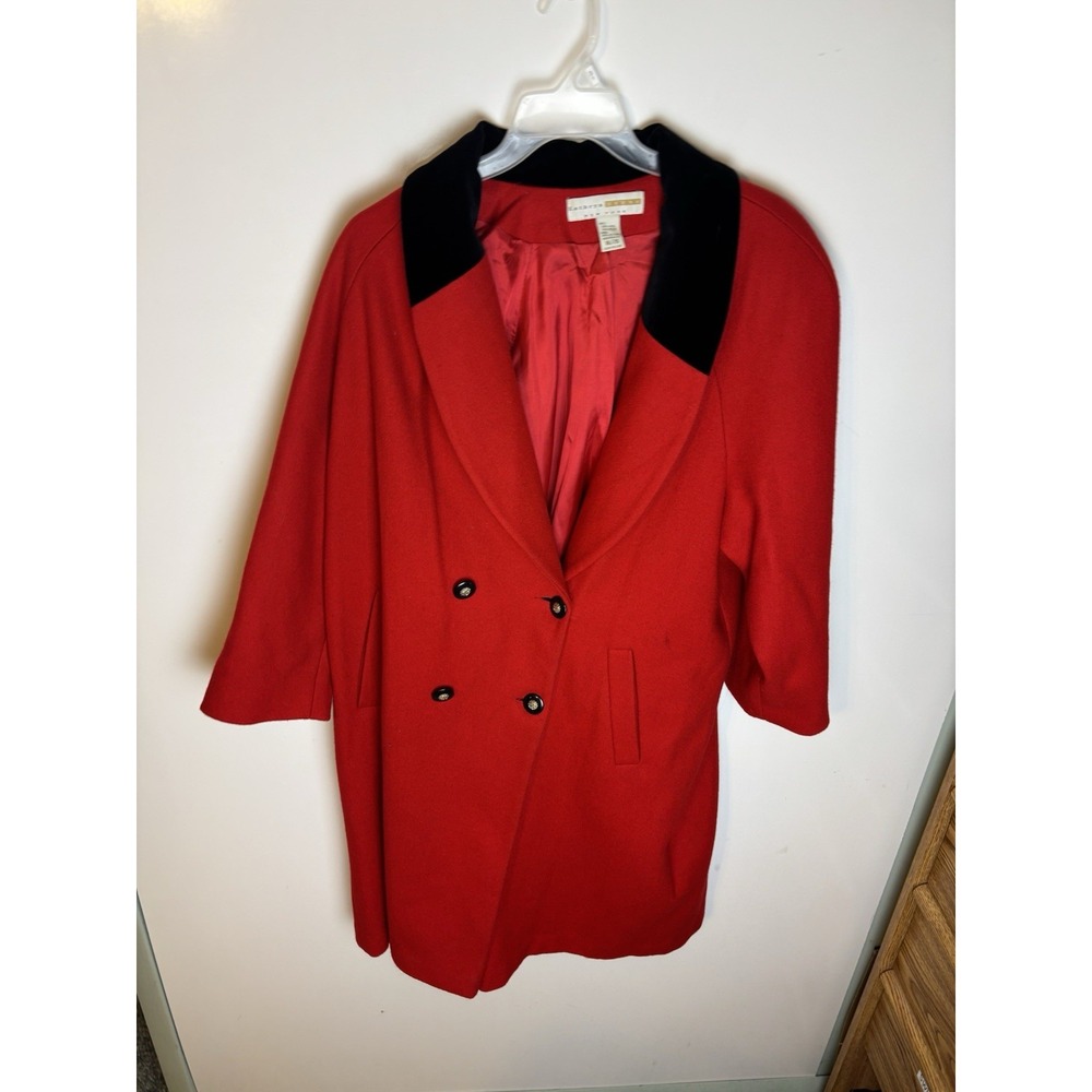Kathryn Deene New York Wool Pea Coat Red Size 18/20 Made In USA
